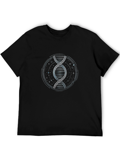 Camiseta Negra con Diseño ADN Espiral Circular
