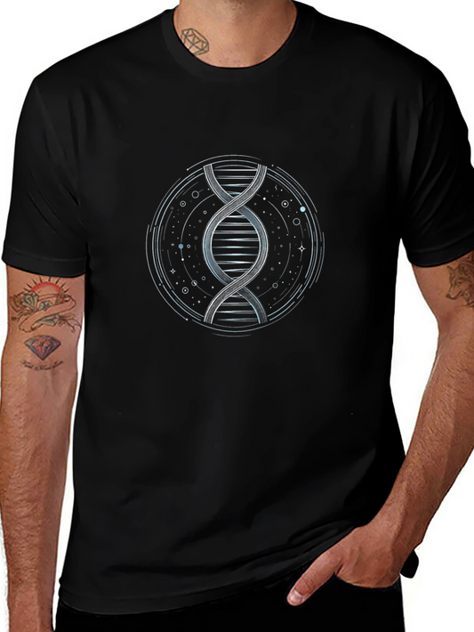 Camiseta Negra con Diseño ADN Espiral Circular