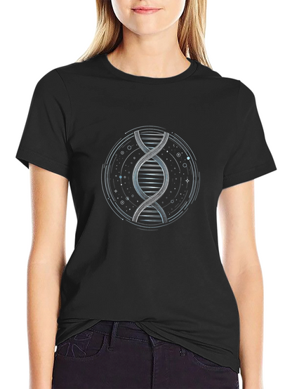 Camiseta Negra con Diseño ADN Espiral Circular