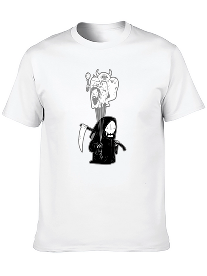 Camiseta negra con ilustración de la Parca y espíritus