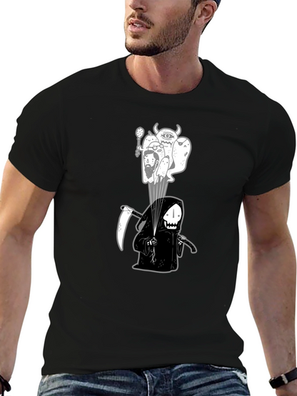 Camiseta negra con ilustración de la Parca y espíritus