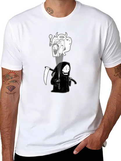 Camiseta negra con ilustración de la Parca y espíritus
