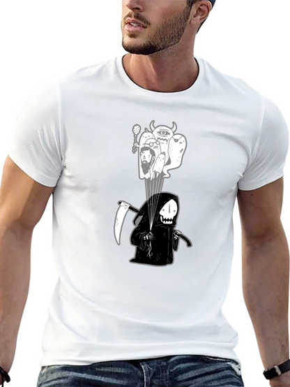 Camiseta negra con ilustración de la Parca y espíritus