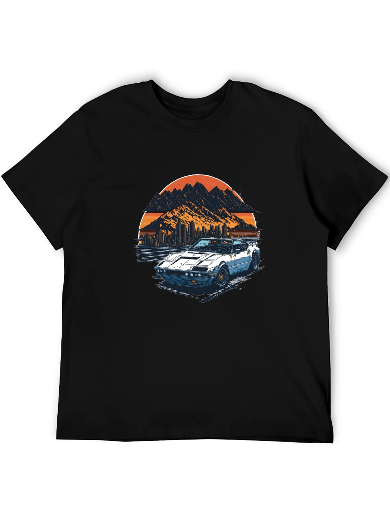 Camiseta Negra con Diseño de Coche Retro