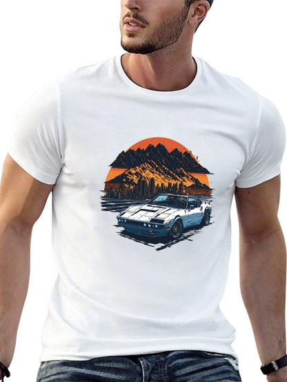 Camiseta Negra con Diseño de Coche Retro