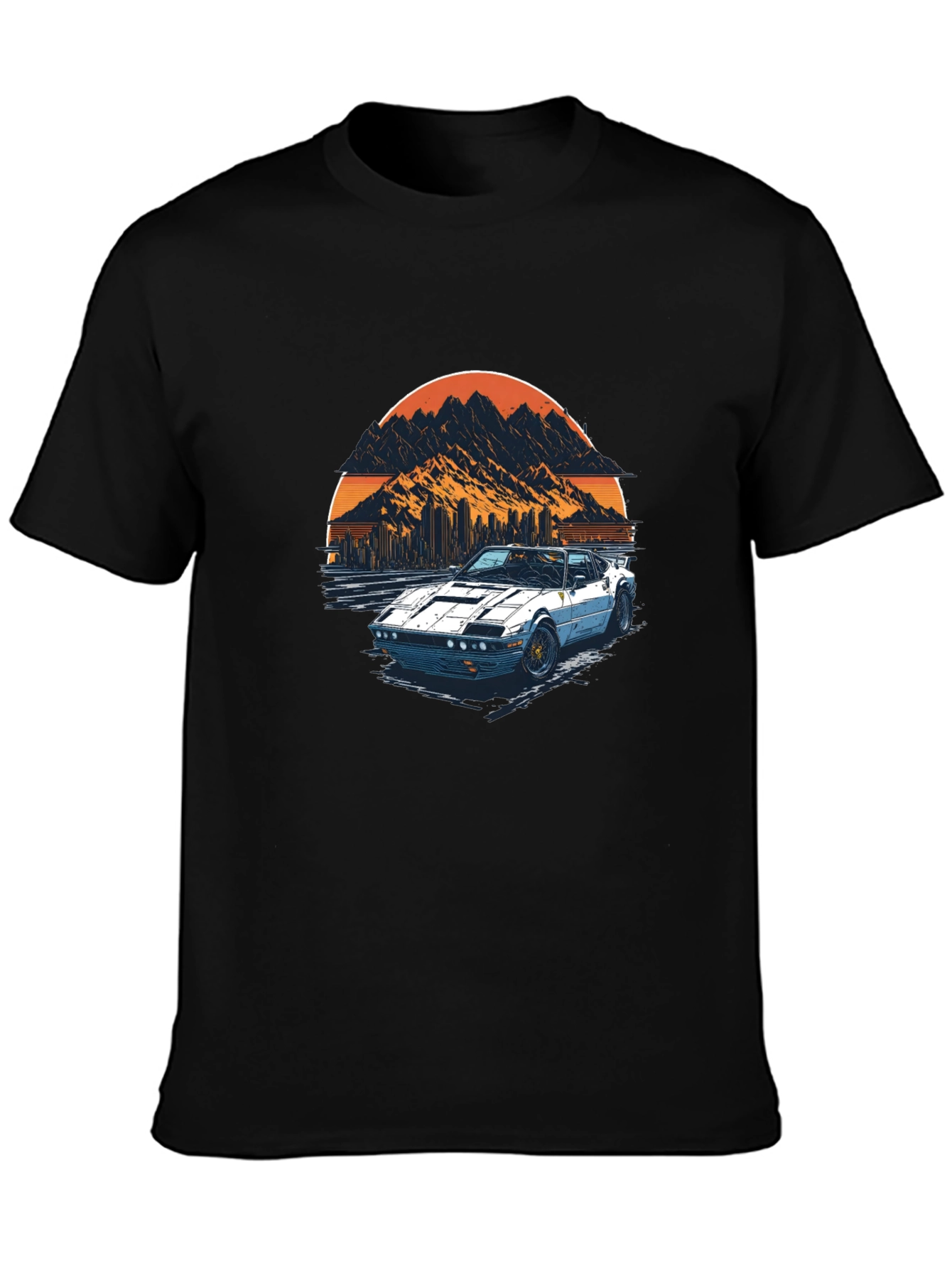 Camiseta Negra con Diseño de Coche Retro
