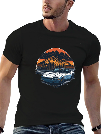 Camiseta Negra con Diseño de Coche Retro
