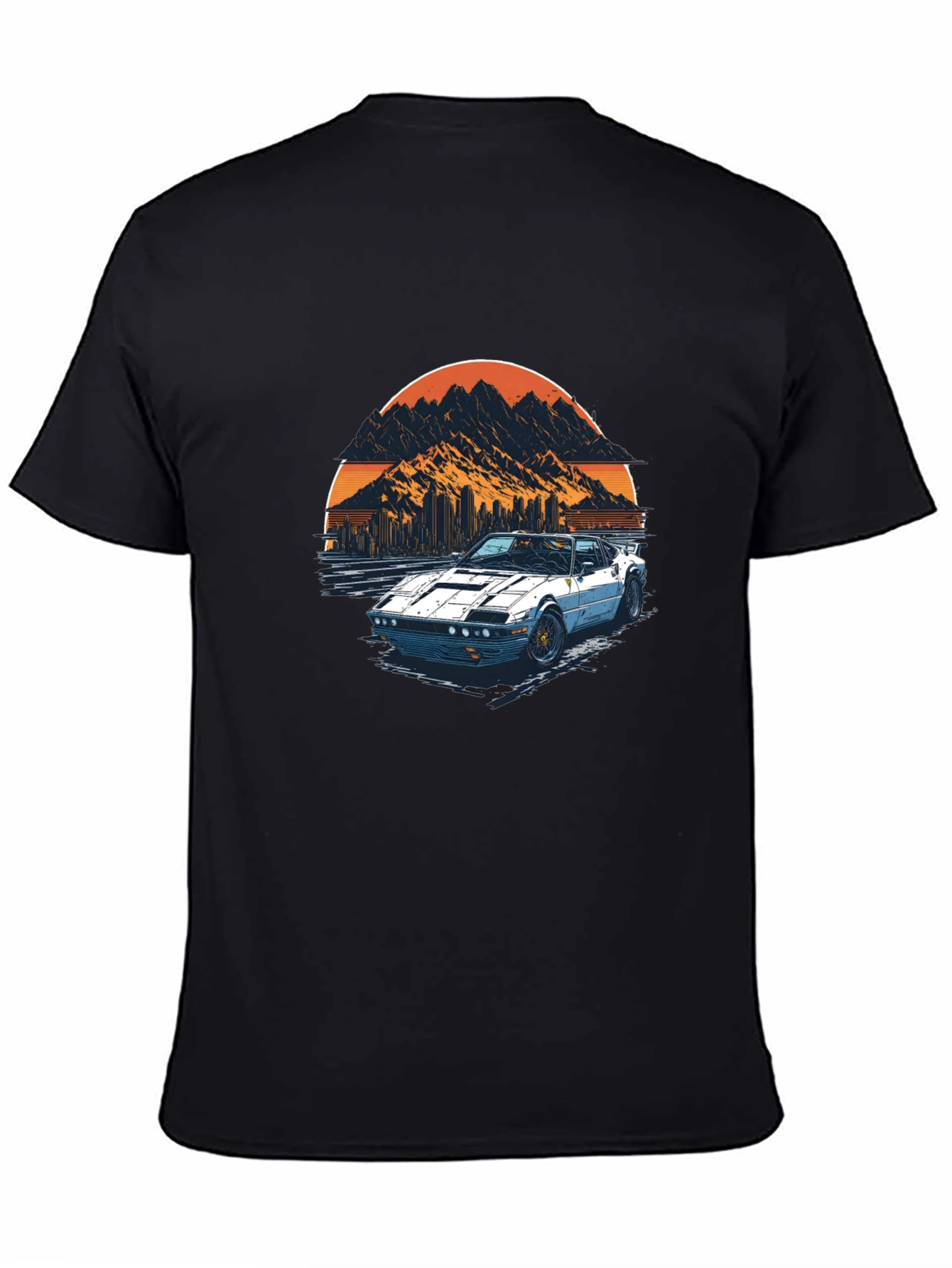 Camiseta Negra con Diseño de Coche Retro