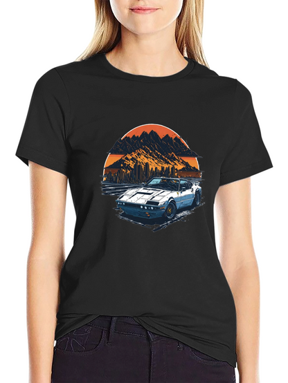 Camiseta Negra con Diseño de Coche Retro