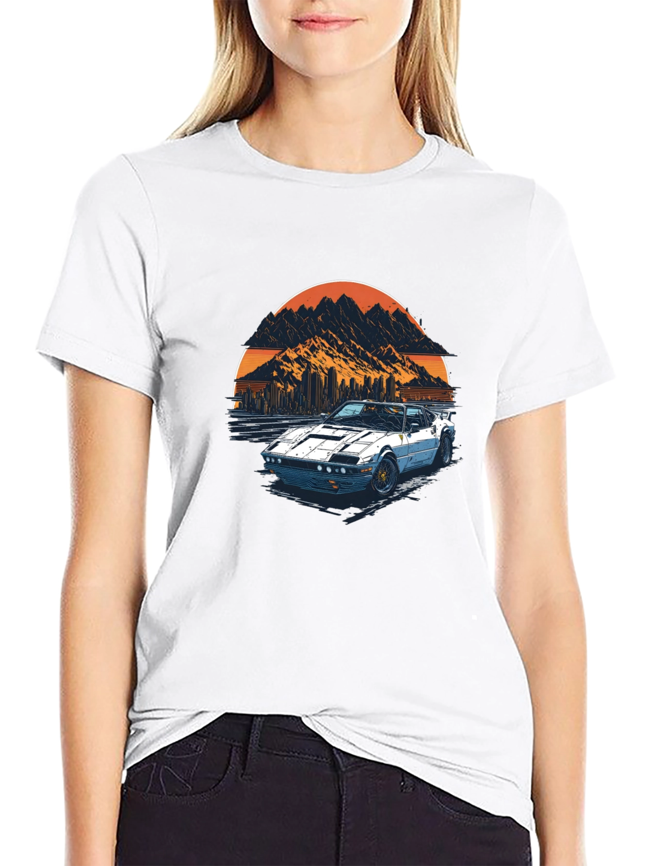 Camiseta Negra con Diseño de Coche Retro