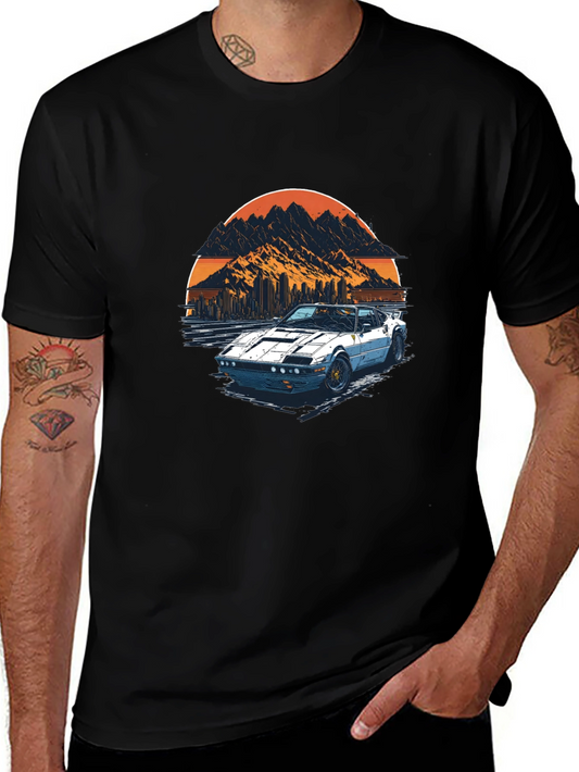 Camiseta Negra con Diseño de Coche Retro