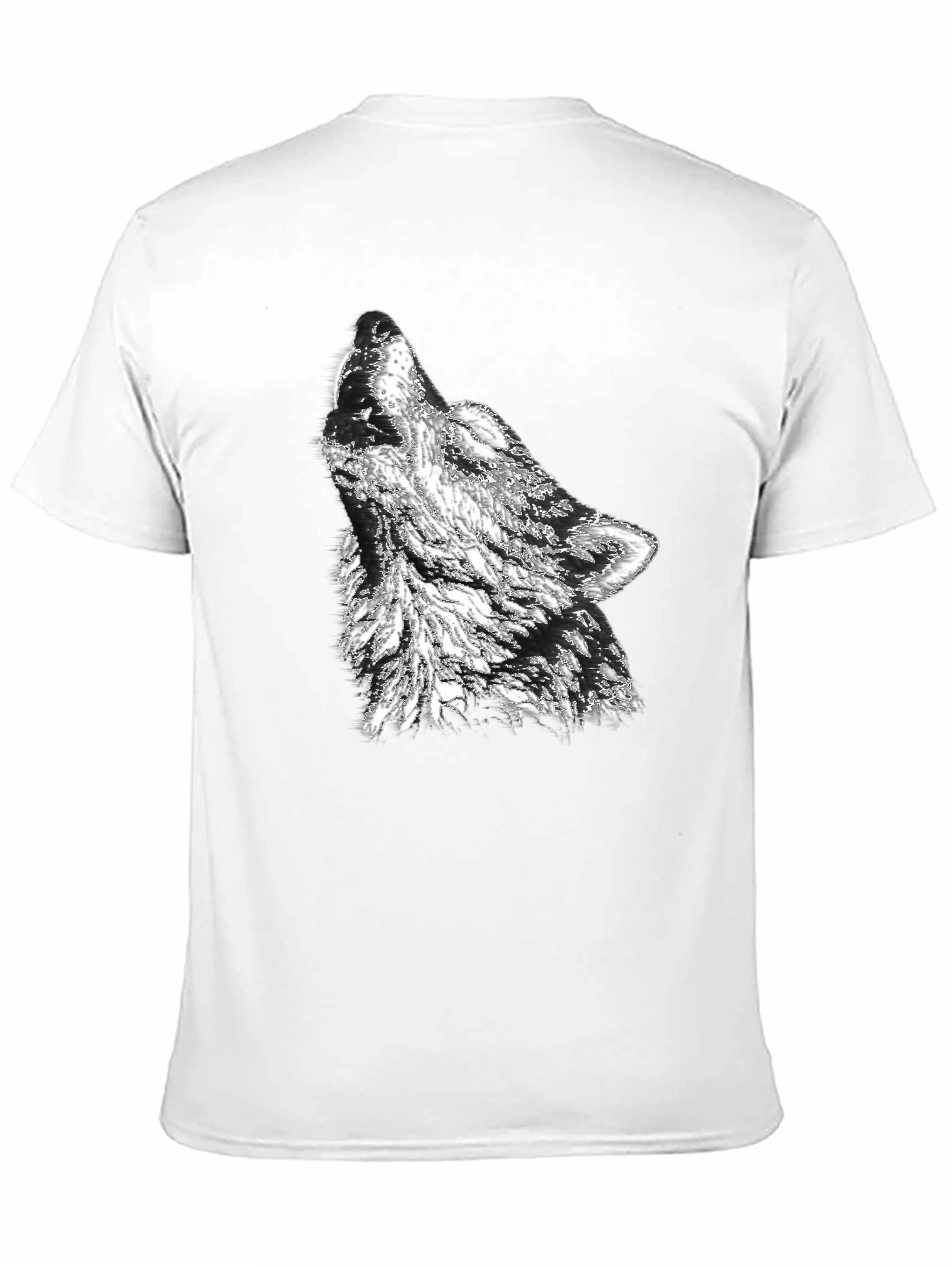Camiseta Negra Hombre Diseño Lobo Aullando