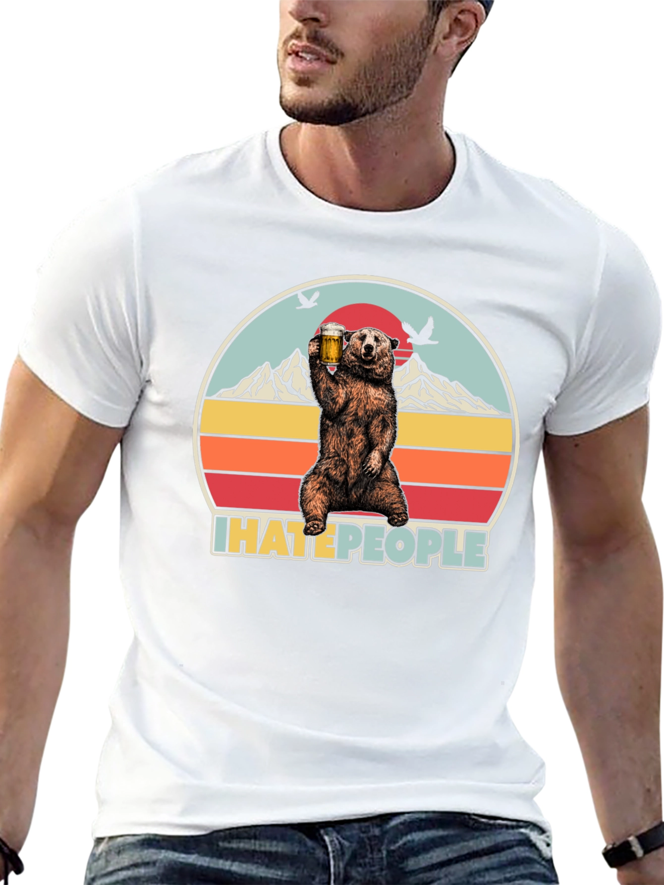 Camiseta Oso I Hate People - Diseño Divertido