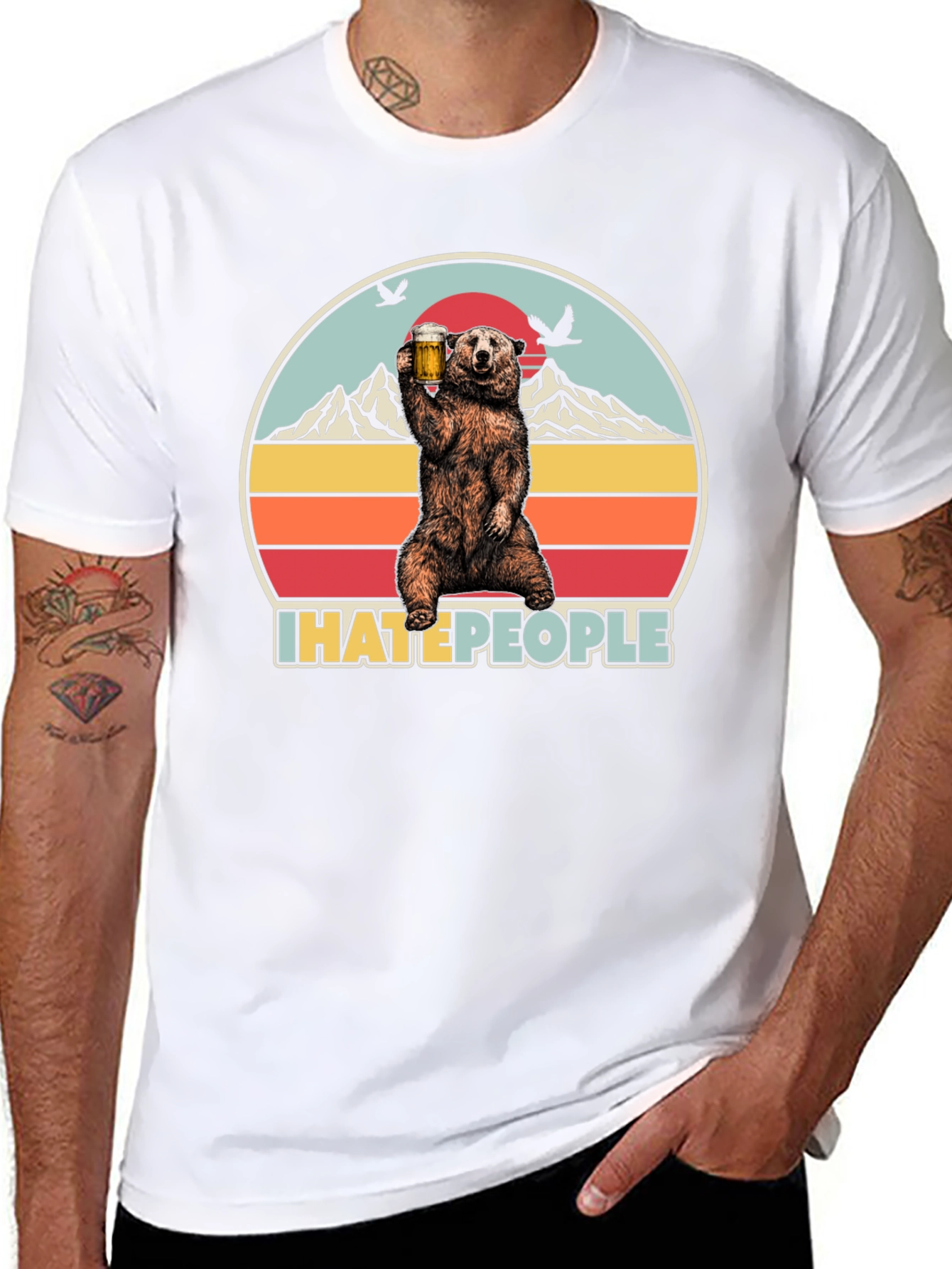 Camiseta Oso I Hate People - Diseño Divertido