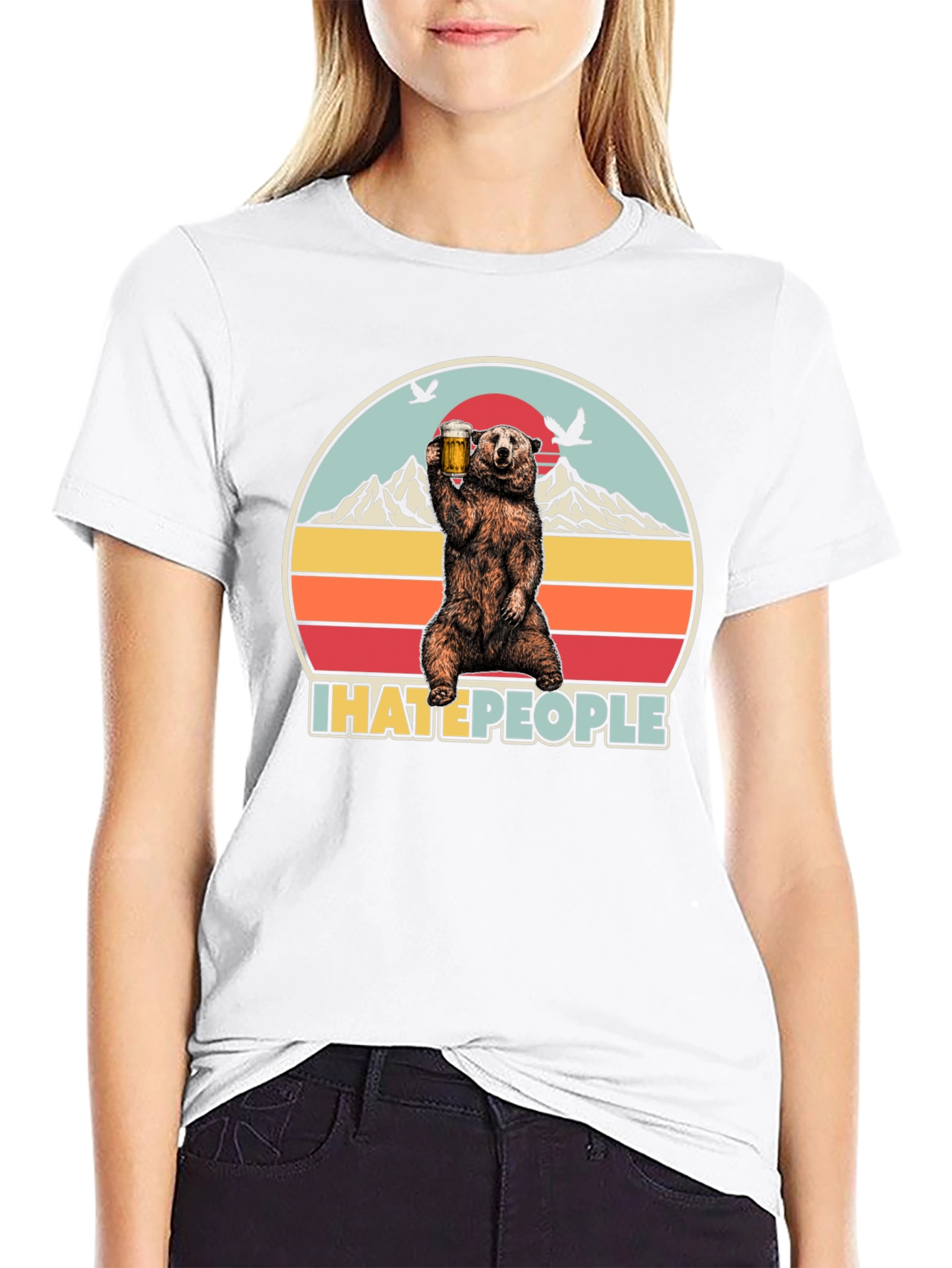 Camiseta Oso I Hate People - Diseño Divertido