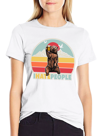 Camiseta Oso I Hate People - Diseño Divertido