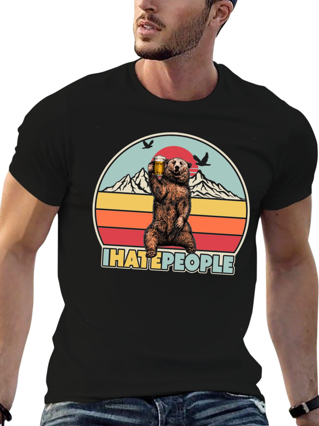 Camiseta Oso I Hate People - Diseño Divertido