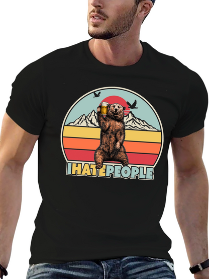 Camiseta Oso I Hate People - Diseño Divertido