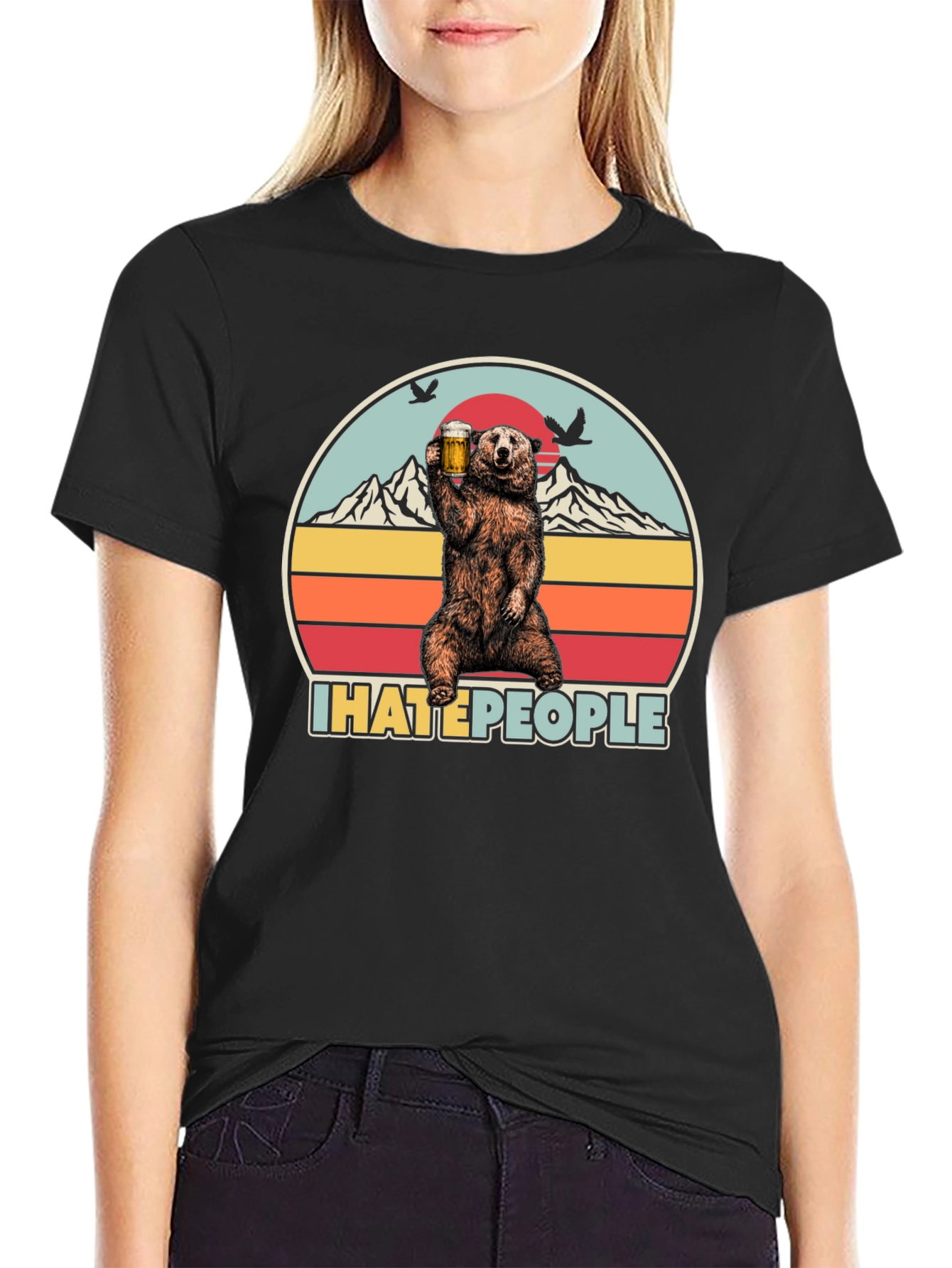 Camiseta Oso I Hate People - Diseño Divertido