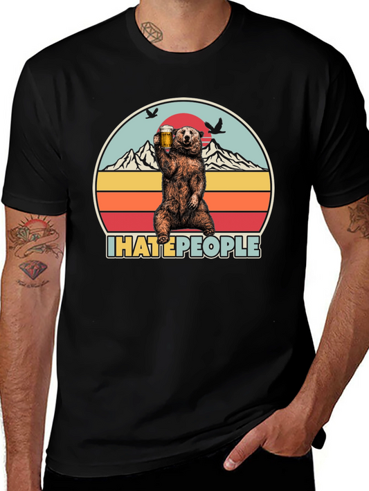 Camiseta Oso I Hate People - Diseño Divertido