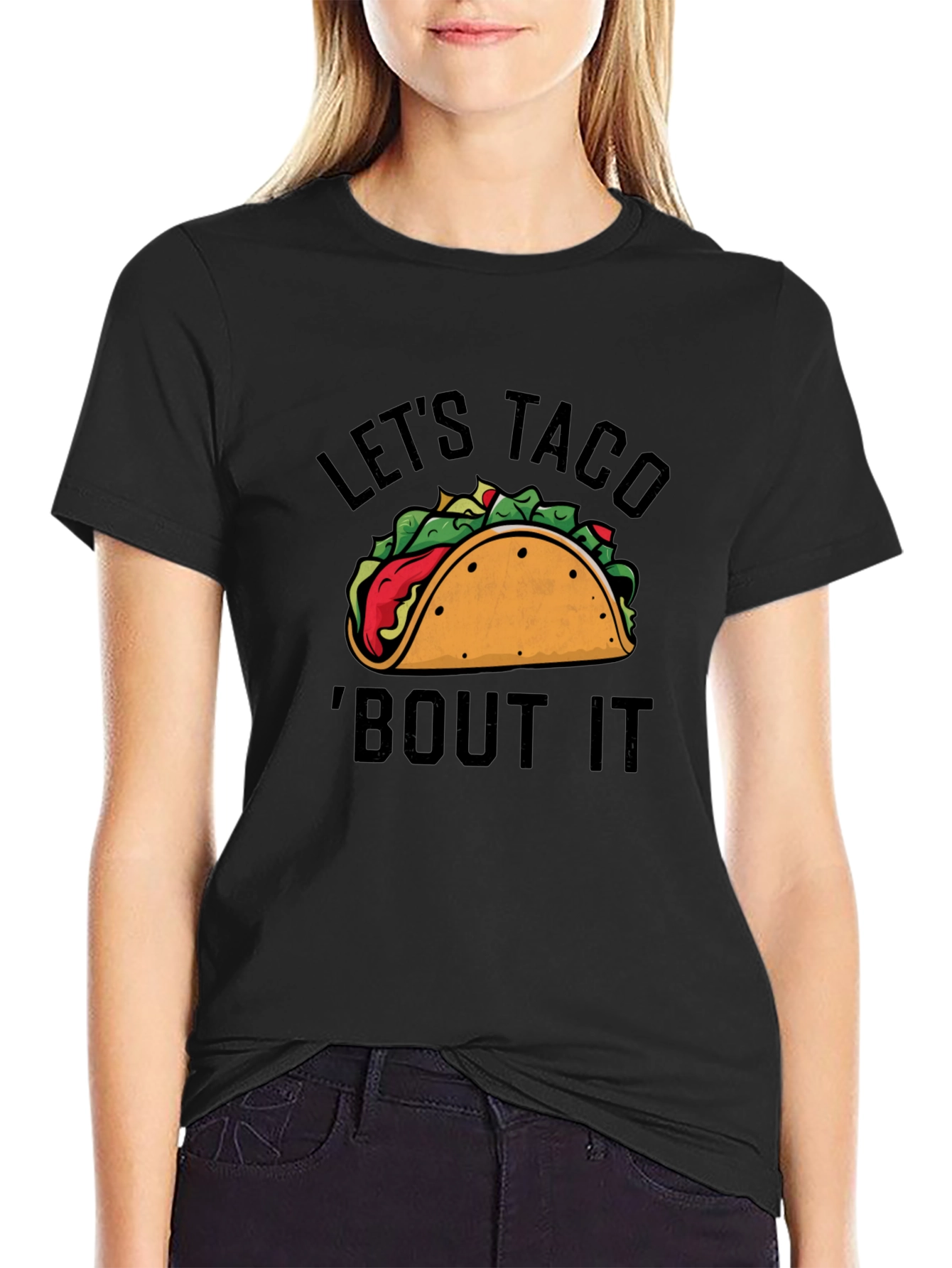 Camiseta Negra con Estampado Lets Taco Bout It