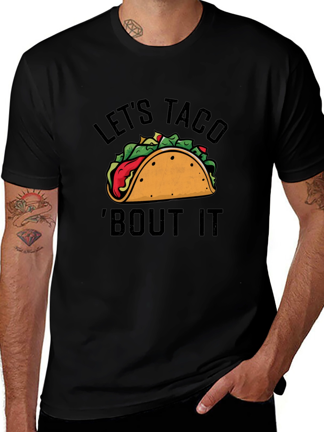 Camiseta Negra con Estampado Lets Taco Bout It