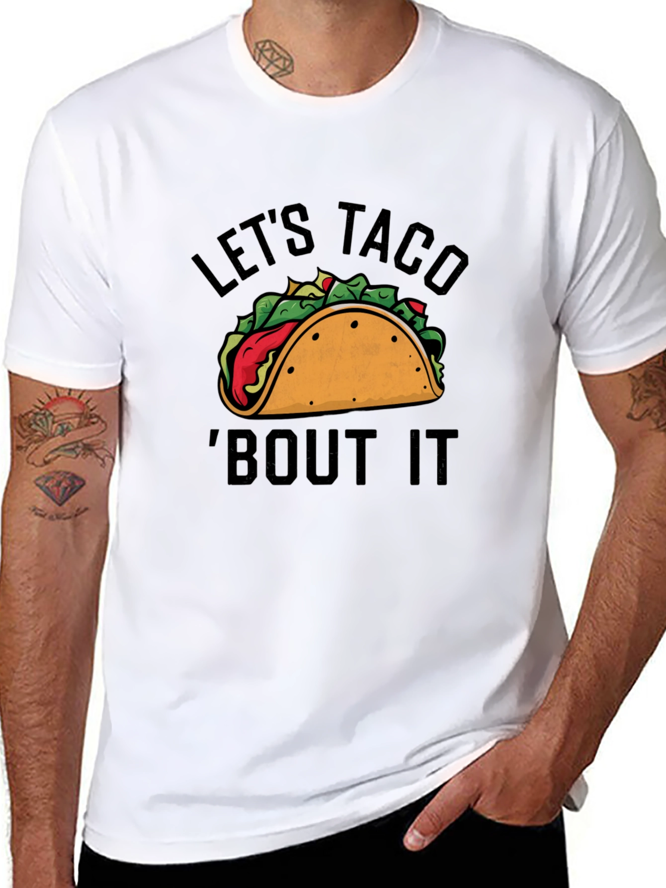 Camiseta Negra con Estampado Lets Taco Bout It