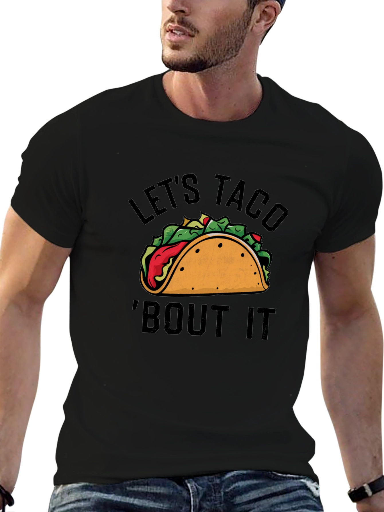 Camiseta Negra con Estampado Lets Taco Bout It