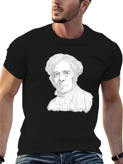 Camiseta Negra con Dibujo de Científico Histórico