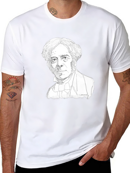 Camiseta Negra con Dibujo de Científico Histórico