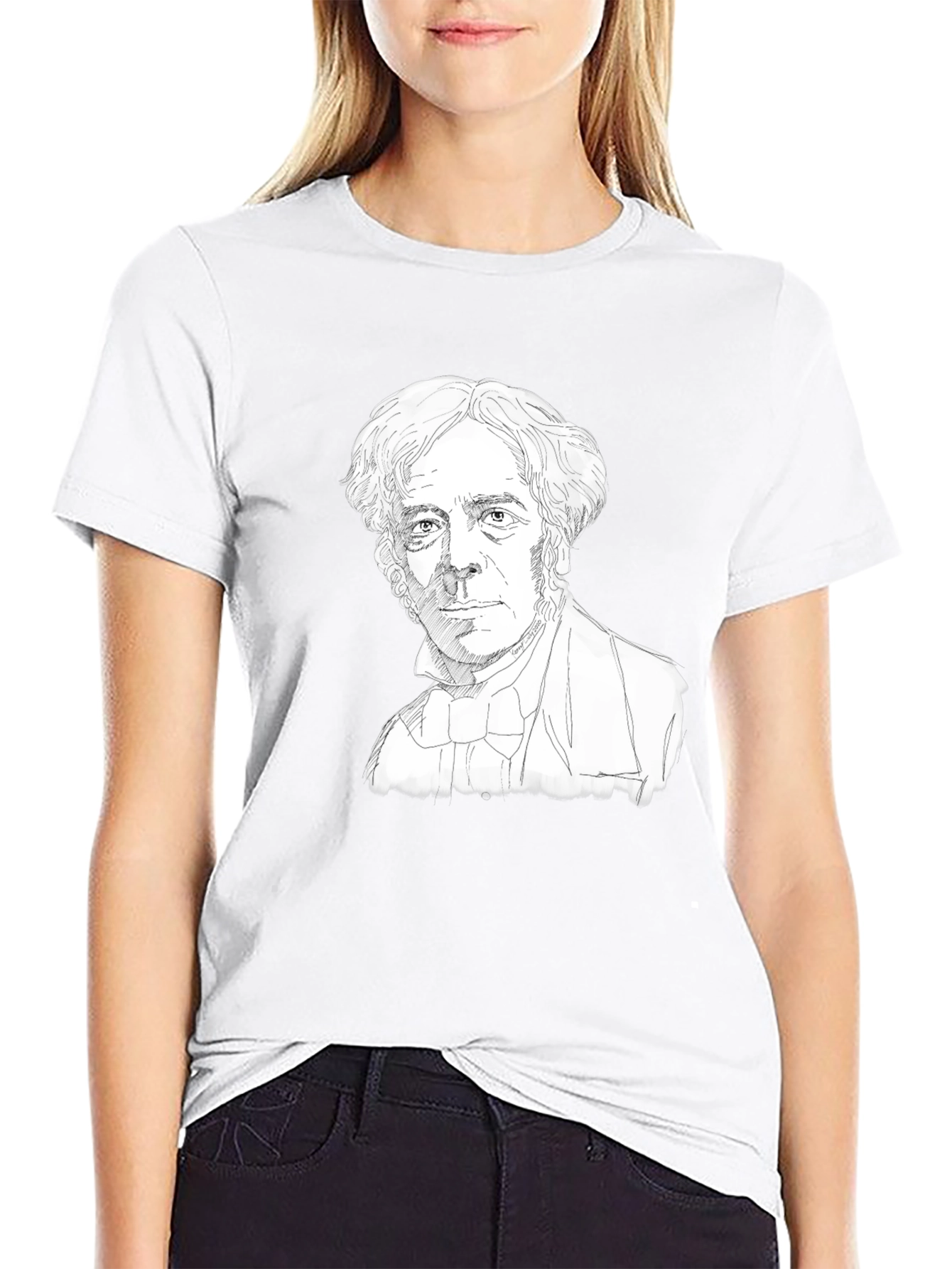 Camiseta Negra con Dibujo de Científico Histórico