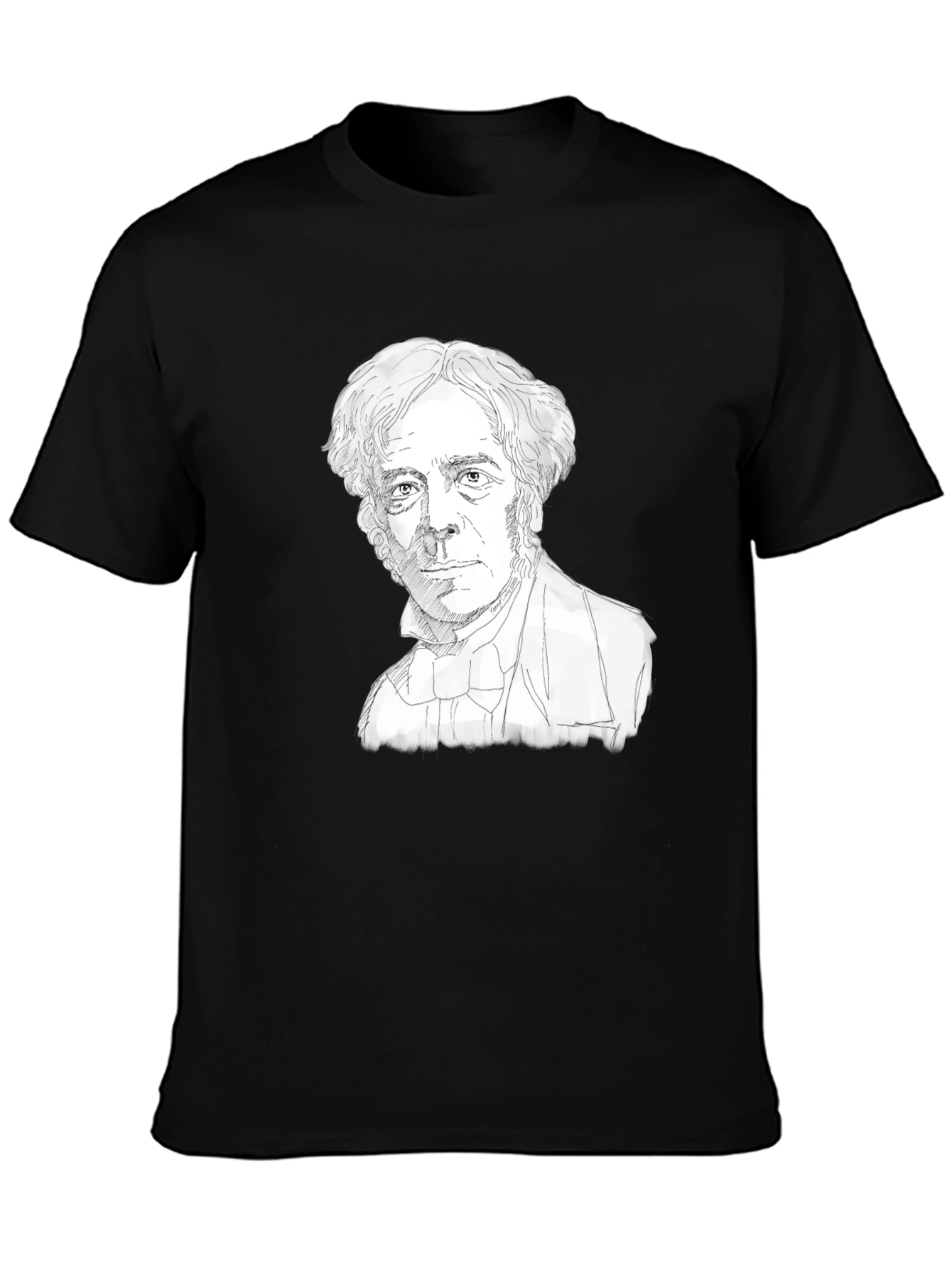 Camiseta Negra con Dibujo de Científico Histórico