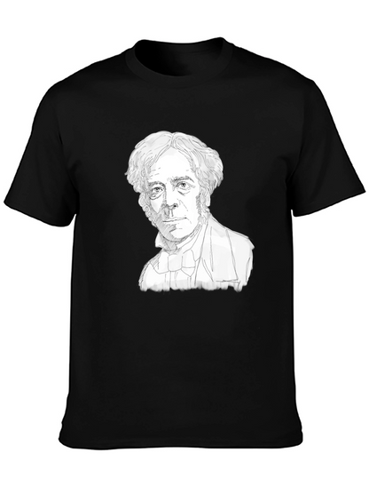Camiseta Negra con Dibujo de Científico Histórico