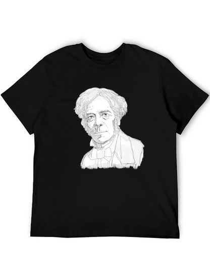 Camiseta Negra con Dibujo de Científico Histórico