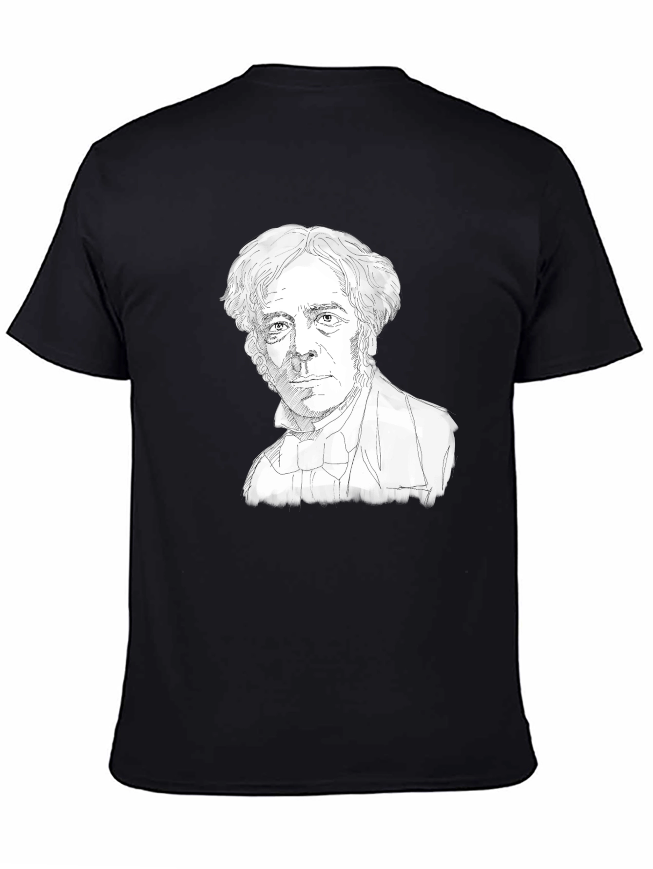 Camiseta Negra con Dibujo de Científico Histórico