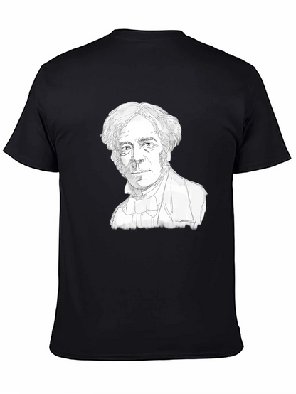 Camiseta Negra con Dibujo de Científico Histórico