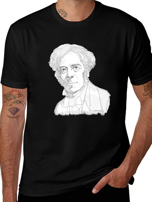 Camiseta Negra con Dibujo de Científico Histórico