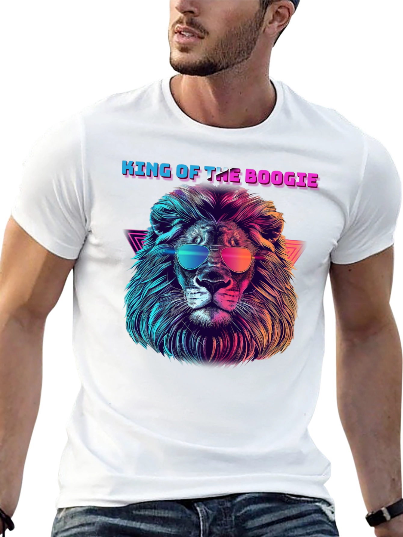 Camiseta Negra con León Retro King of the Boogie