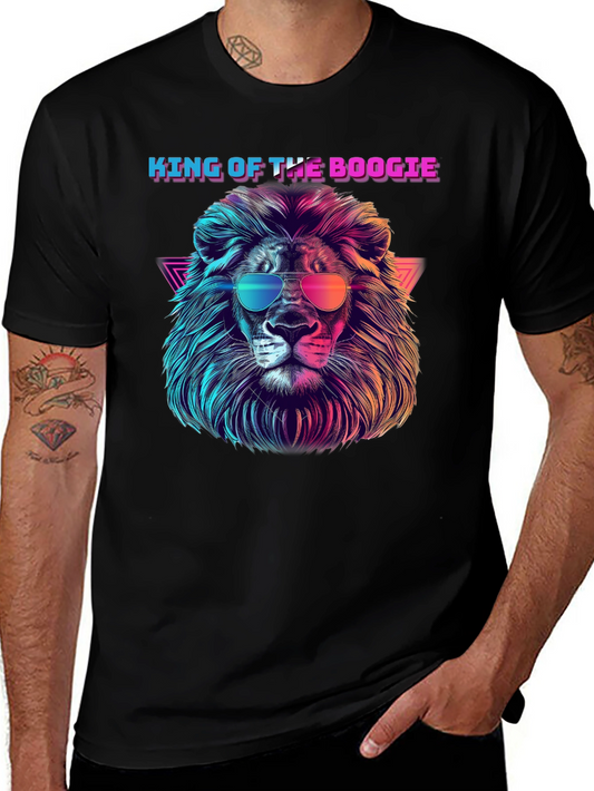 Camiseta Negra con León Retro King of the Boogie