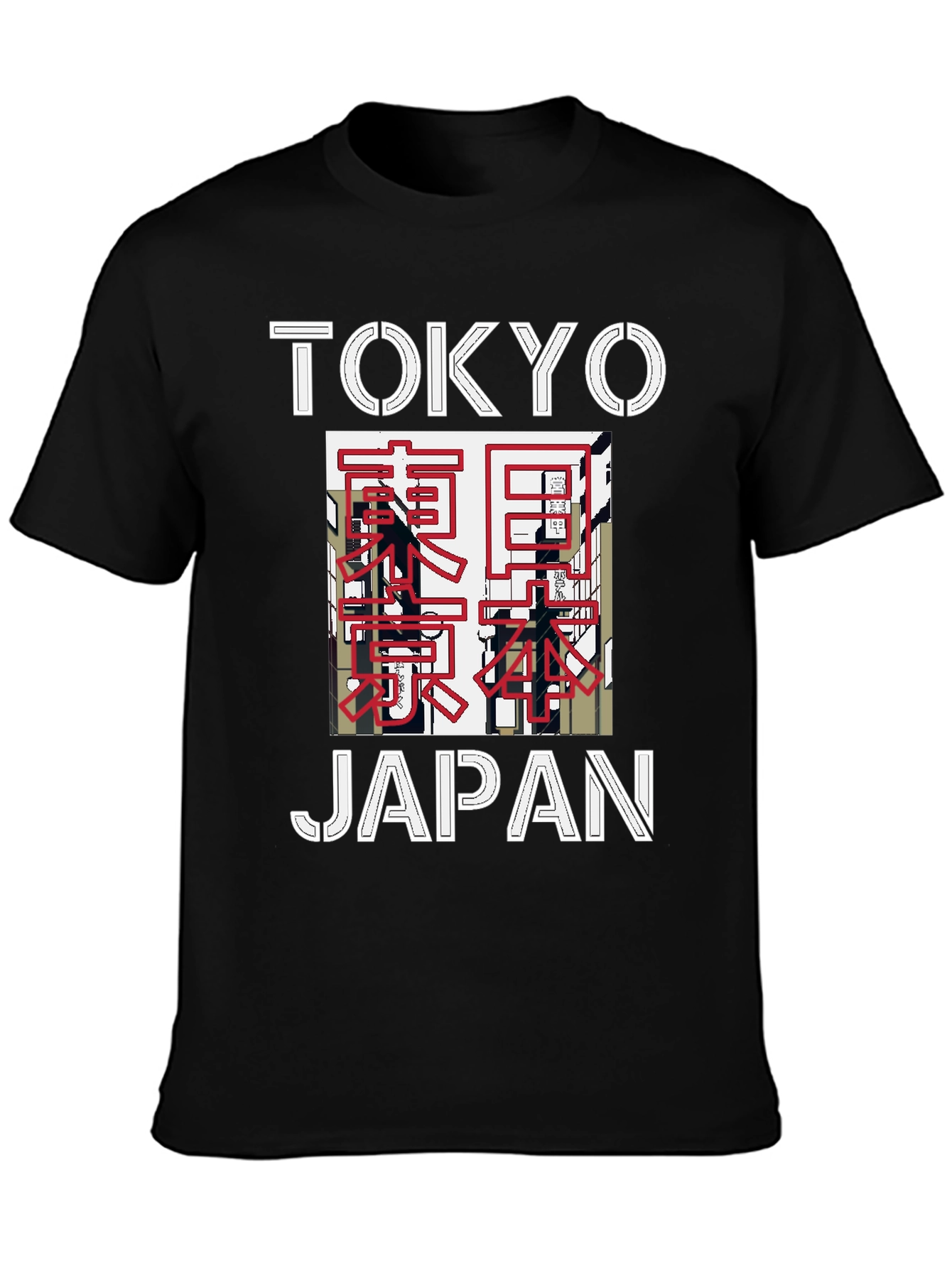 Camiseta Negra Tokyo Japón Diseño Gráfico