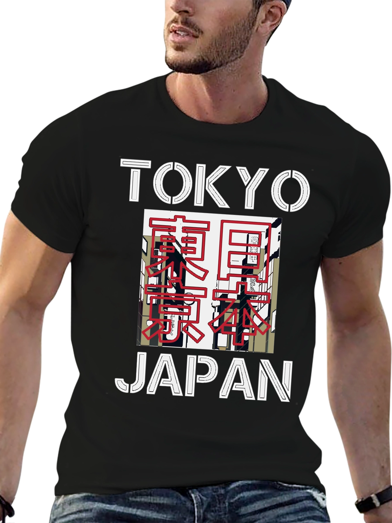 Camiseta Negra Tokyo Japón Diseño Gráfico