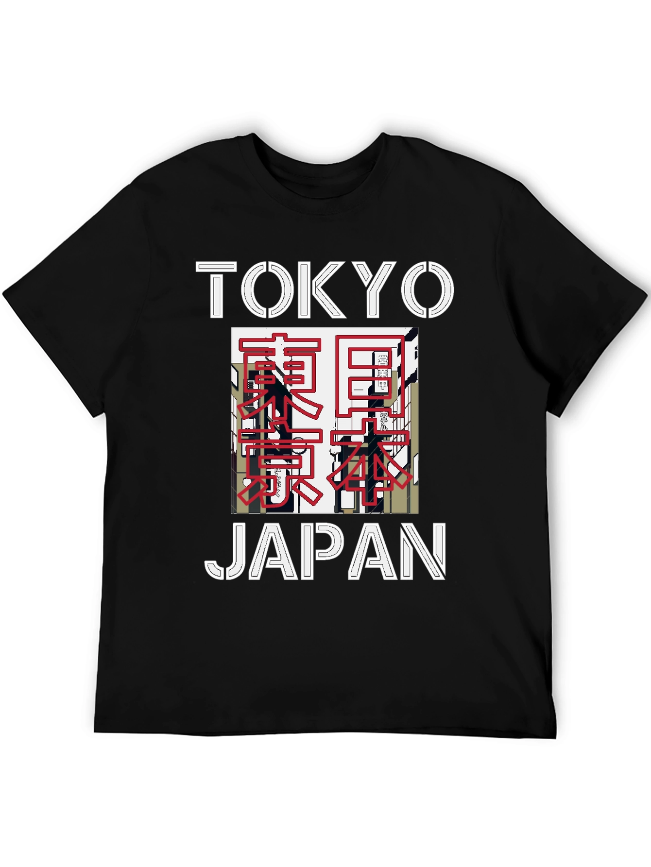 Camiseta Negra Tokyo Japón Diseño Gráfico