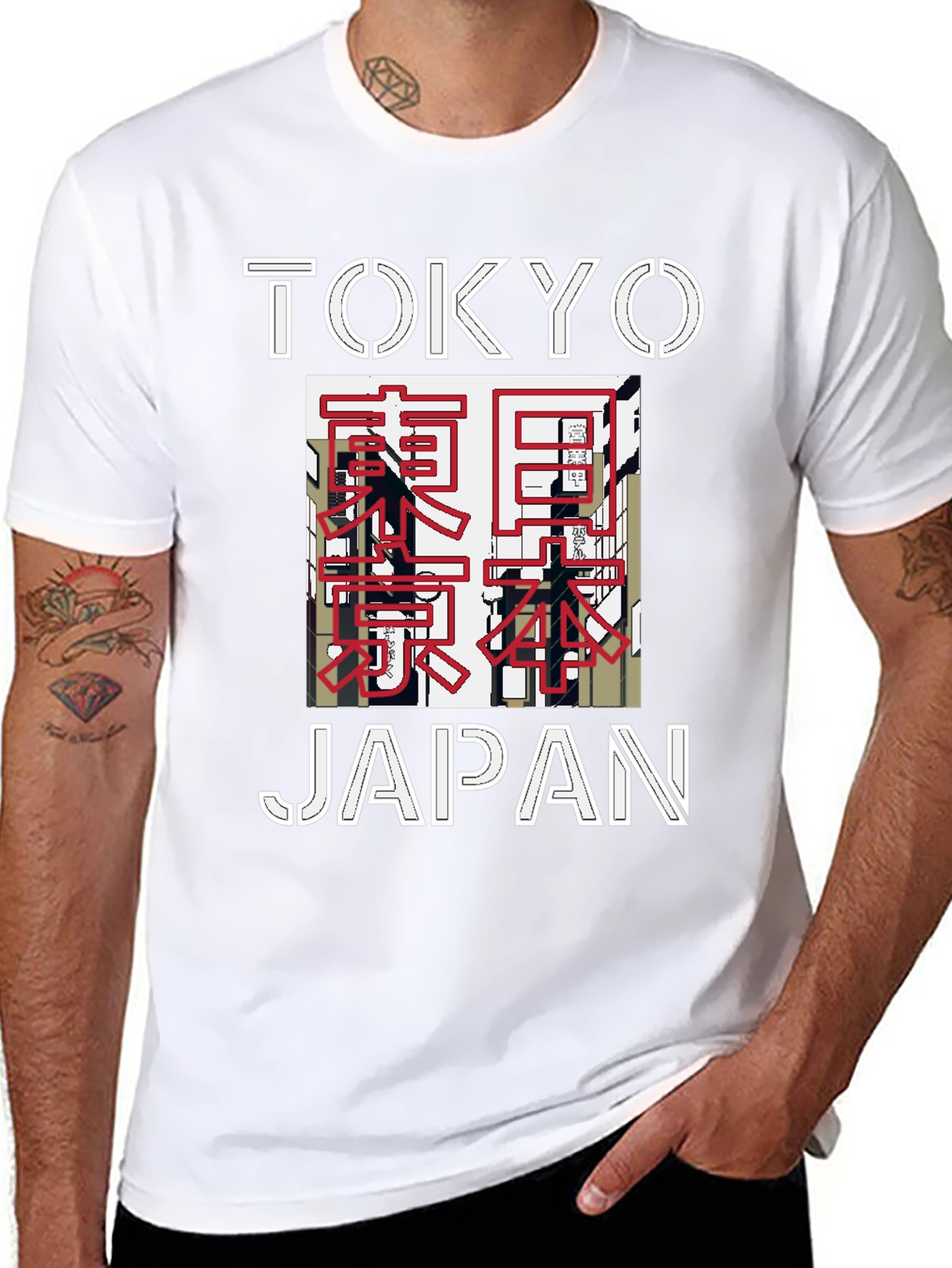 Camiseta Negra Tokyo Japón Diseño Gráfico