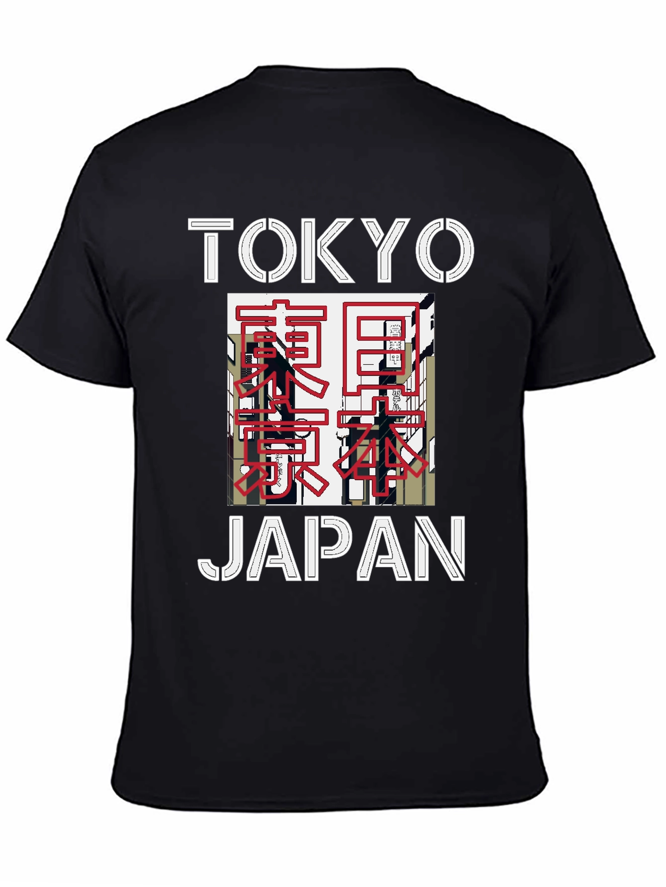 Camiseta Negra Tokyo Japón Diseño Gráfico