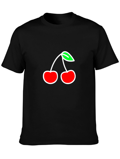 Camiseta Negra con Diseño de Cerezas