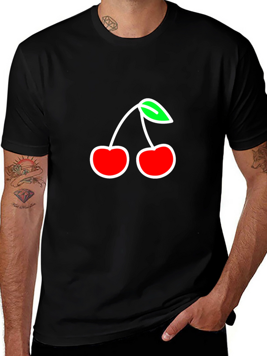 Camiseta Negra con Diseño de Cerezas