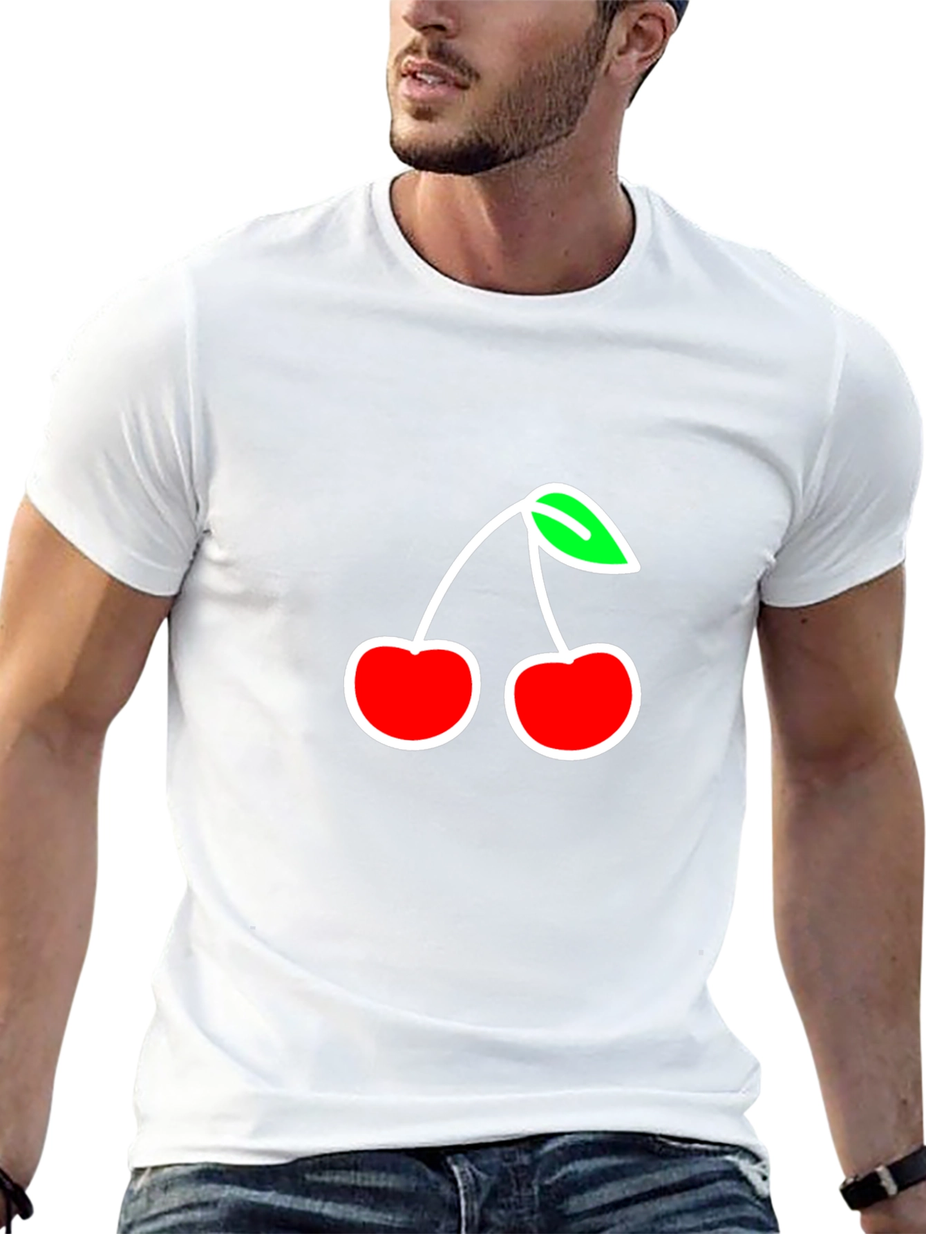 Camiseta Negra con Diseño de Cerezas