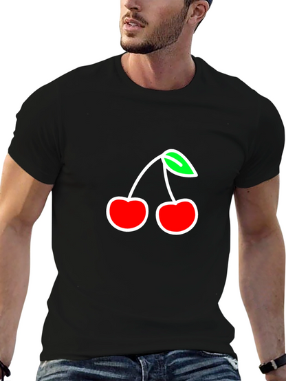 Camiseta Negra con Diseño de Cerezas