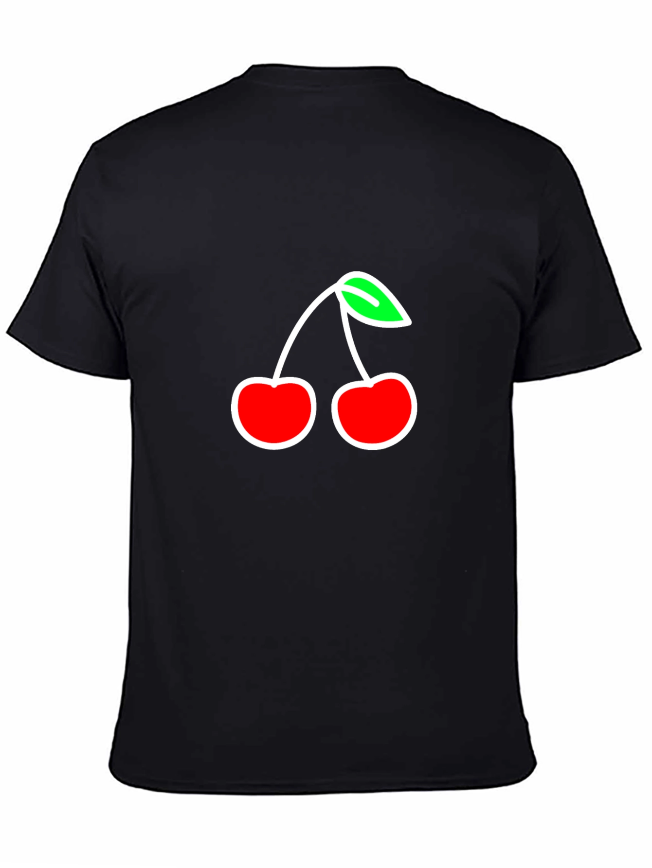 Camiseta Negra con Diseño de Cerezas