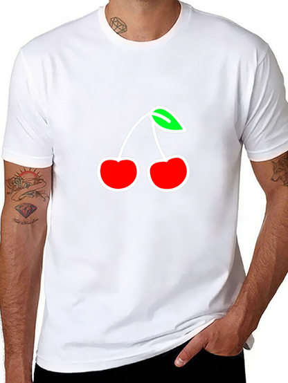 Camiseta Negra con Diseño de Cerezas